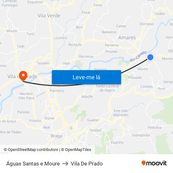 Águas Santas e Moure to Vila De Prado map