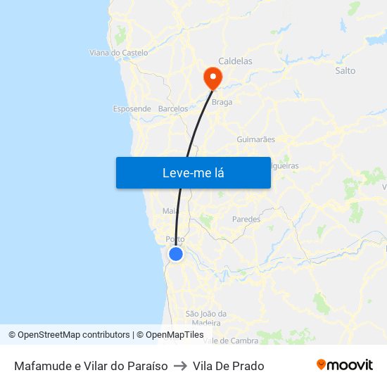 Mafamude e Vilar do Paraíso to Vila De Prado map