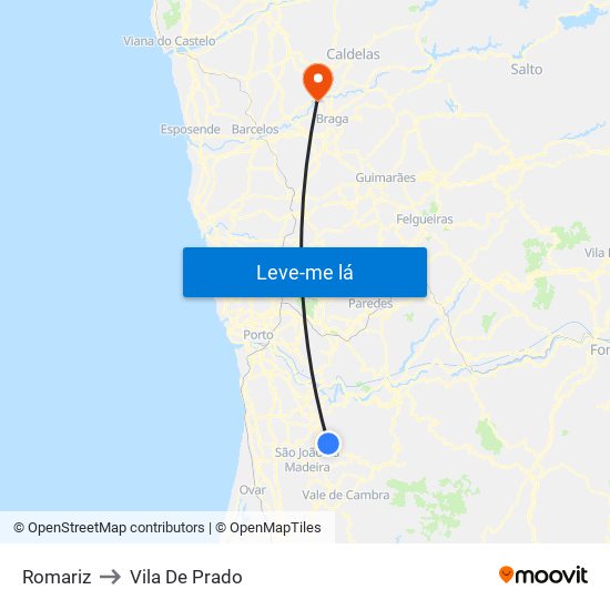 Romariz to Vila De Prado map
