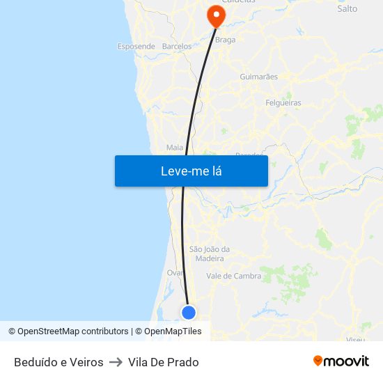 Beduído e Veiros to Vila De Prado map