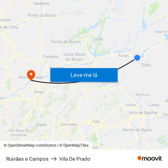 Ruivães e Campos to Vila De Prado map