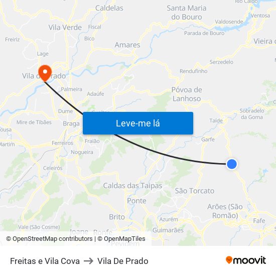 Freitas e Vila Cova to Vila De Prado map