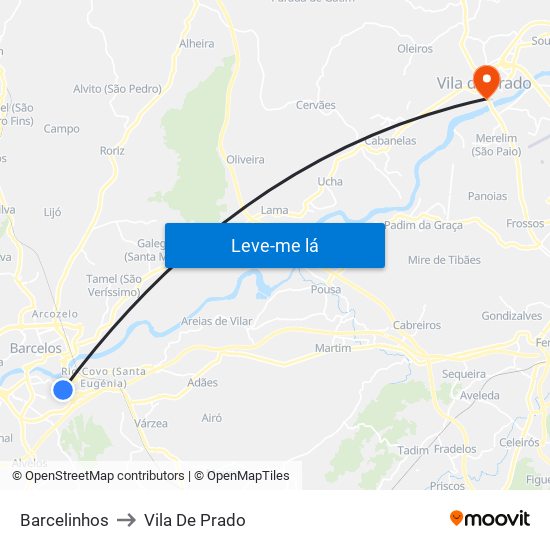 Barcelinhos to Vila De Prado map