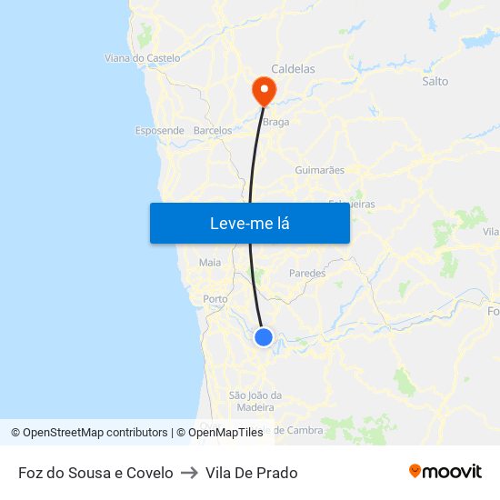 Foz do Sousa e Covelo to Vila De Prado map