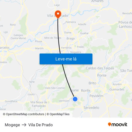 Mogege to Vila De Prado map