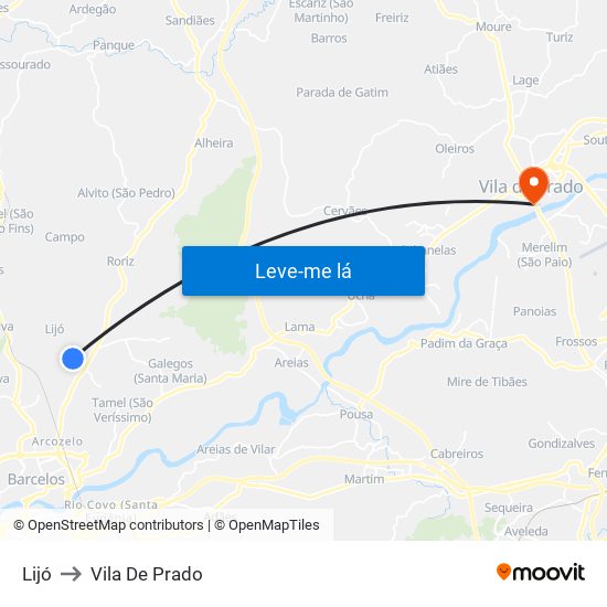 Lijó to Vila De Prado map