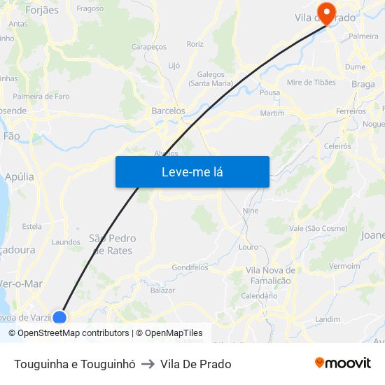 Touguinha e Touguinhó to Vila De Prado map