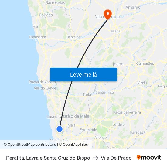 Perafita, Lavra e Santa Cruz do Bispo to Vila De Prado map