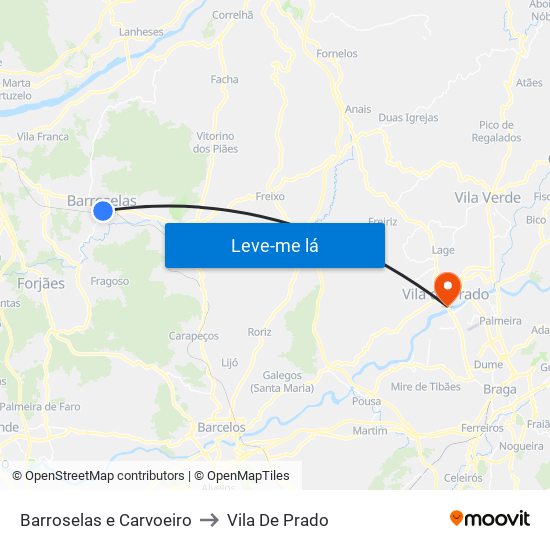Barroselas e Carvoeiro to Vila De Prado map