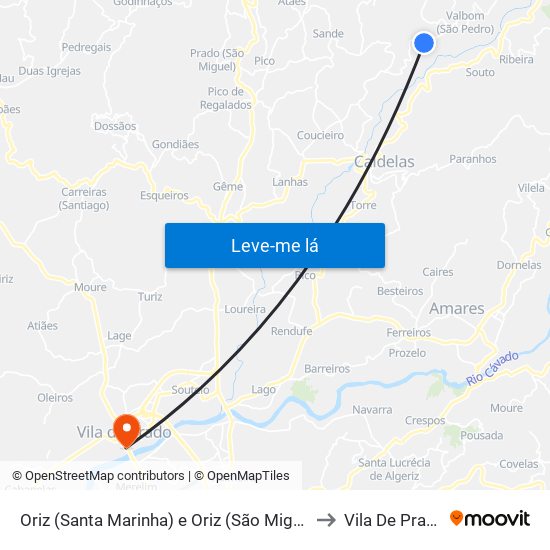 Oriz (Santa Marinha) e Oriz (São Miguel) to Vila De Prado map