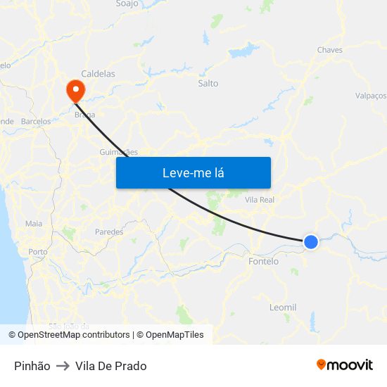 Pinhão to Vila De Prado map