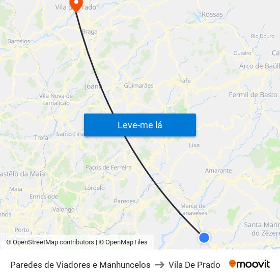 Paredes de Viadores e Manhuncelos to Vila De Prado map