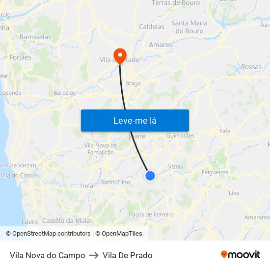 Vila Nova do Campo to Vila De Prado map