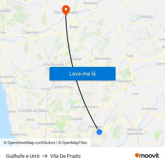 Guilhufe e Urrô to Vila De Prado map