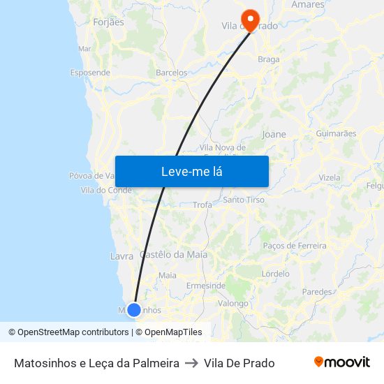 Matosinhos e Leça da Palmeira to Vila De Prado map