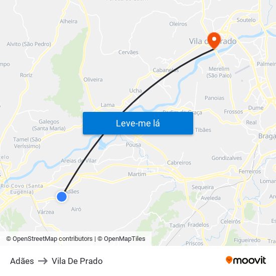 Adães to Vila De Prado map