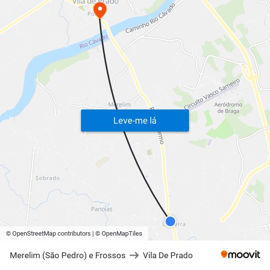 Merelim (São Pedro) e Frossos to Vila De Prado map