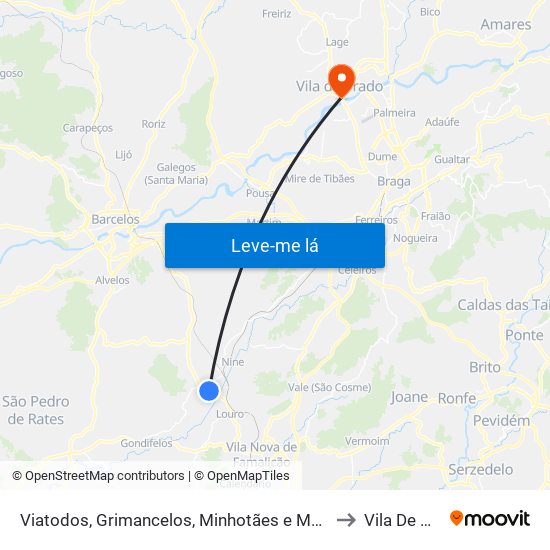 Viatodos, Grimancelos, Minhotães e Monte de Fralães to Vila De Prado map