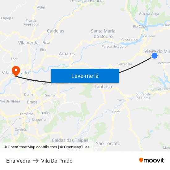 Eira Vedra to Vila De Prado map