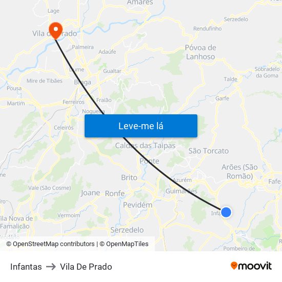 Infantas to Vila De Prado map