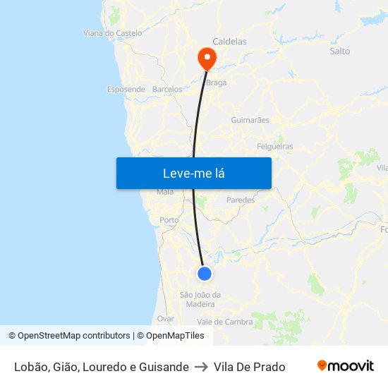 Lobão, Gião, Louredo e Guisande to Vila De Prado map