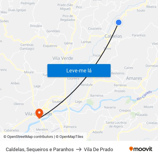 Caldelas, Sequeiros e Paranhos to Vila De Prado map