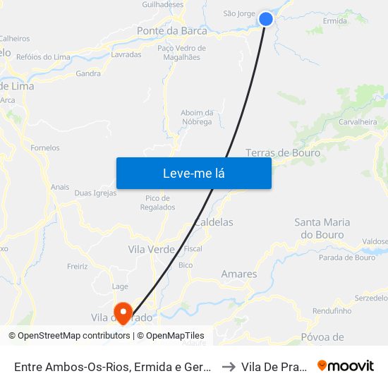 Entre Ambos-Os-Rios, Ermida e Germil to Vila De Prado map