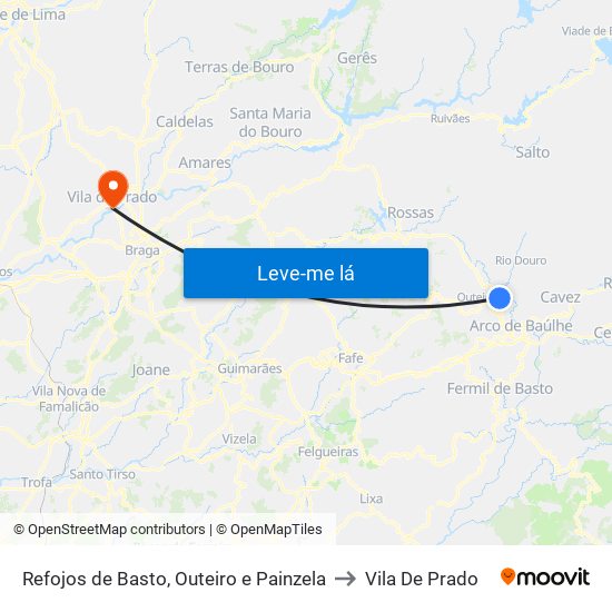 Refojos de Basto, Outeiro e Painzela to Vila De Prado map