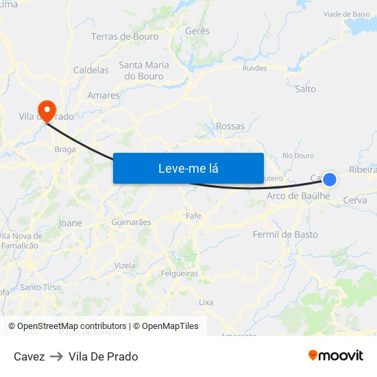 Cavez to Vila De Prado map