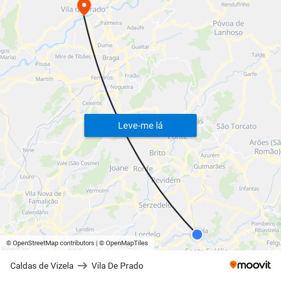 Caldas de Vizela to Vila De Prado map