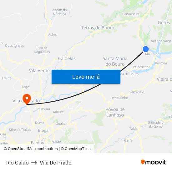 Rio Caldo to Vila De Prado map