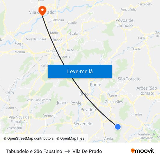 Tabuadelo e São Faustino to Vila De Prado map