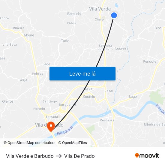Vila Verde e Barbudo to Vila De Prado map