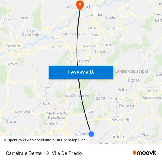 Carreira e Bente to Vila De Prado map
