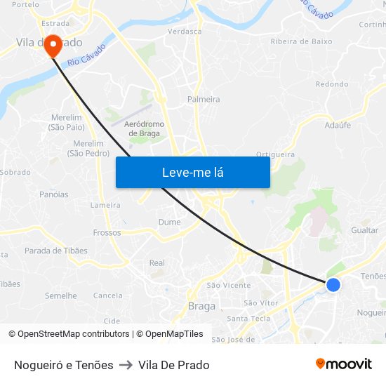 Nogueiró e Tenões to Vila De Prado map