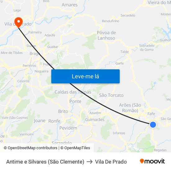 Antime e Silvares (São Clemente) to Vila De Prado map