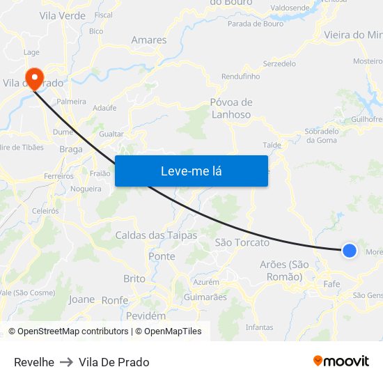 Revelhe to Vila De Prado map