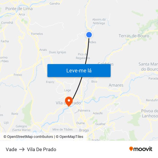 Vade to Vila De Prado map