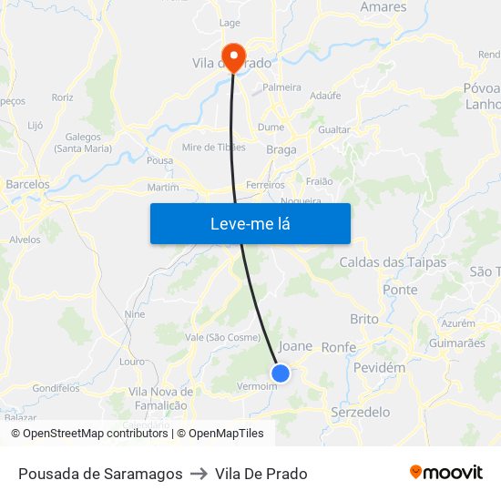 Pousada de Saramagos to Vila De Prado map