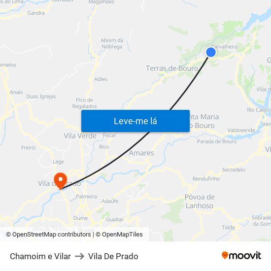 Chamoim e Vilar to Vila De Prado map