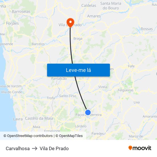 Carvalhosa to Vila De Prado map