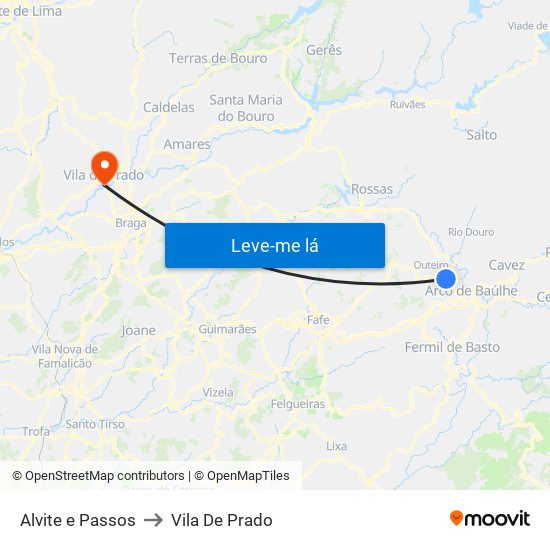 Alvite e Passos to Vila De Prado map