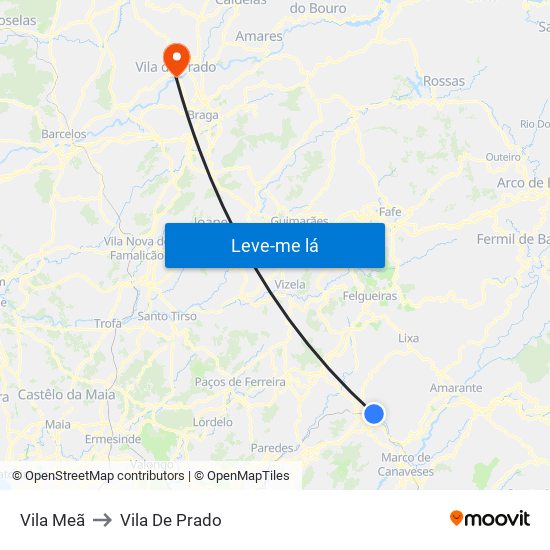 Vila Meã to Vila De Prado map