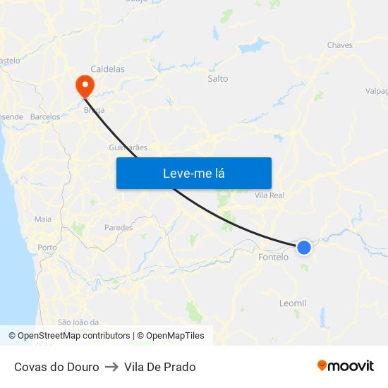 Covas do Douro to Vila De Prado map