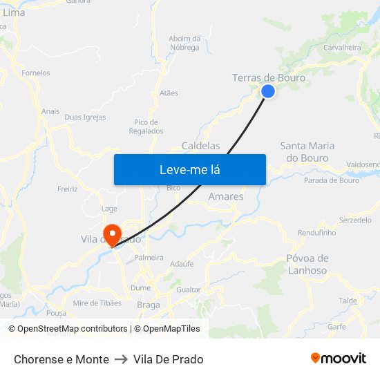 Chorense e Monte to Vila De Prado map