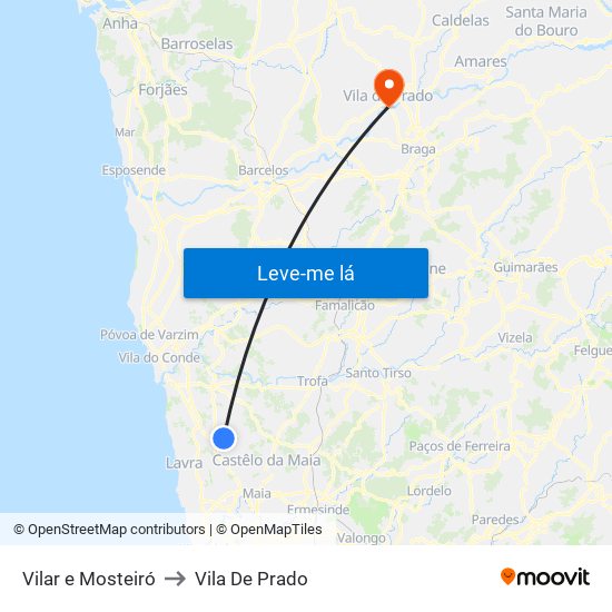 Vilar e Mosteiró to Vila De Prado map
