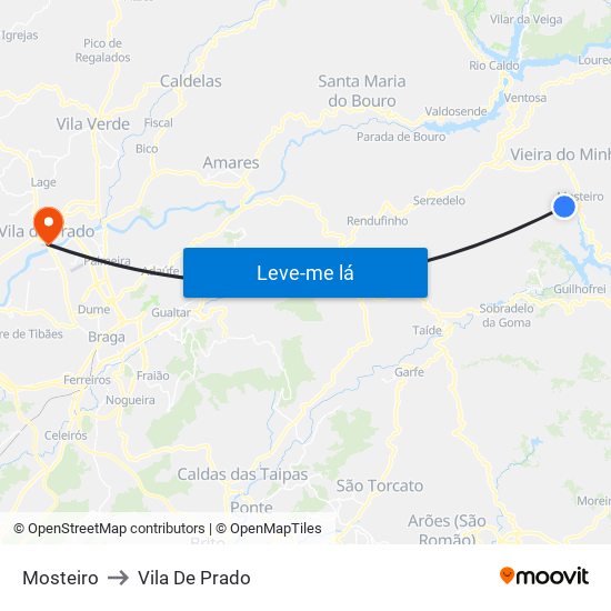 Mosteiro to Vila De Prado map