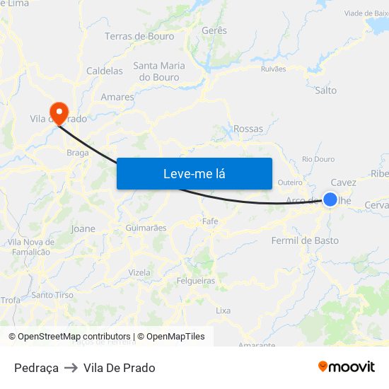 Pedraça to Vila De Prado map