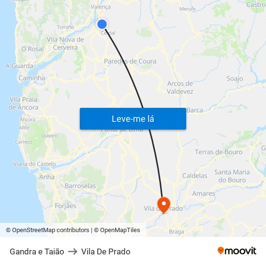 Gandra e Taião to Vila De Prado map
