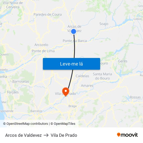 Arcos de Valdevez to Vila De Prado map